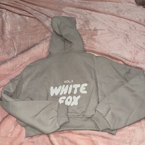 White Fox Gray Hoodie cropped